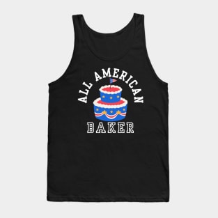 ALL AMERICAN BAKER PATRIOTIC 4TH OF JULY USA CAKE BAKING TEE Tank Top